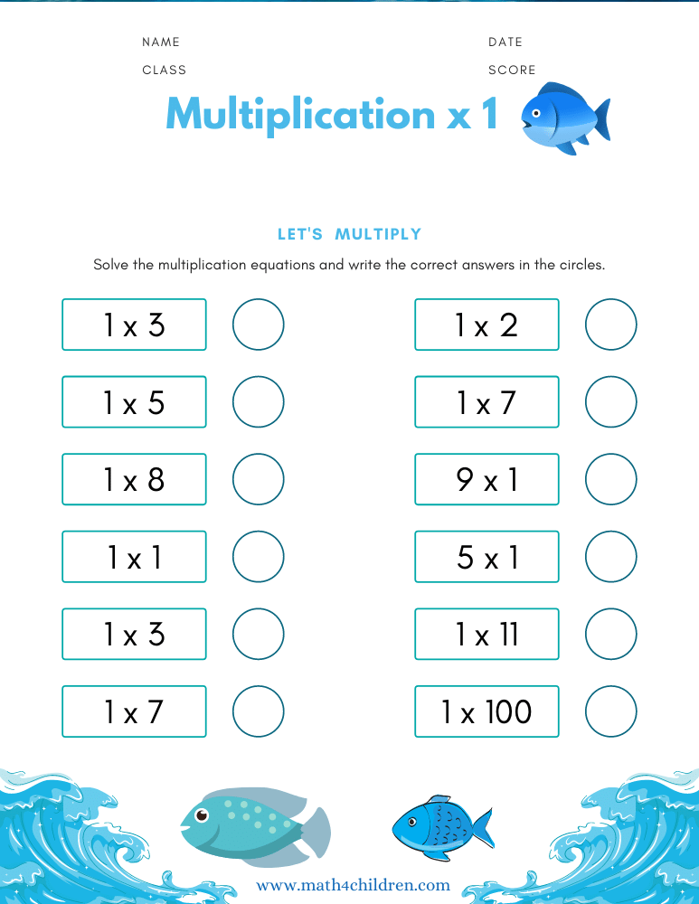 Download and practice multiplication by one